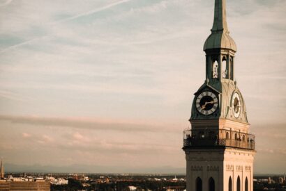 clock tower of st peters church in munich
